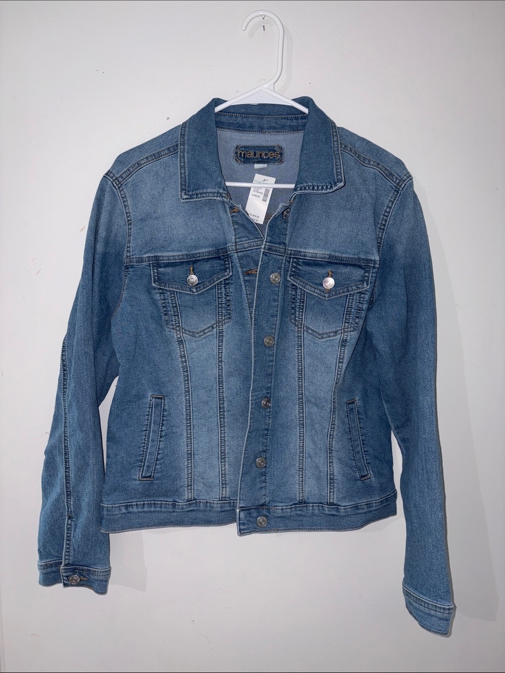 Maurices Light Blue Denim Jacket with Button Front